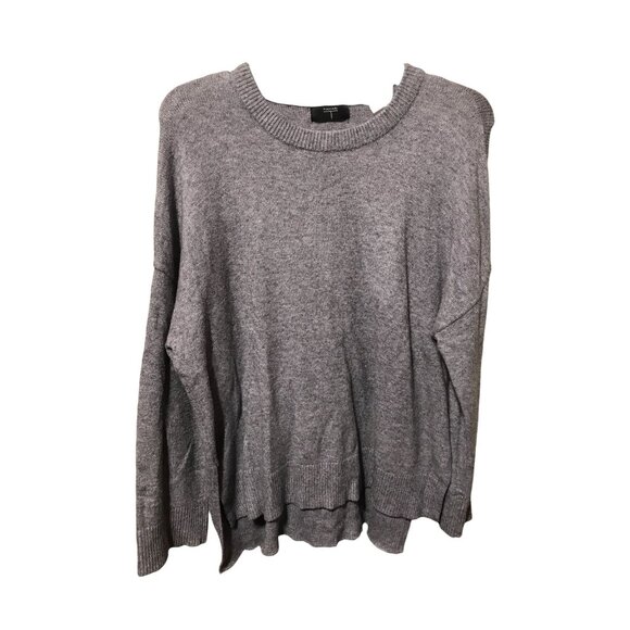 Tahari Charcoal Heathered Crew Neck 3/4 Length Sleeve High Low Appearance on bot - Picture 1 of 4